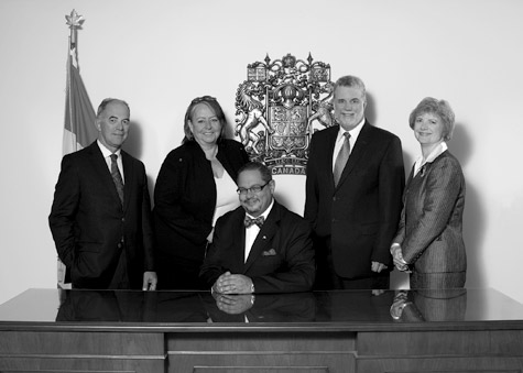 Members of SIRC (from left to right): The Honourable Denis Losier, The Honourable Frances Lankin, The Honourable Dr. Arthur T. Porter (Chair), The Honourable Dr. Philippe Couillard and The Honourable Carol Skelton.